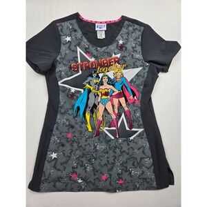 Justice League Women Scrub Top S Stronger Together Wonder Woman Batgirl HS719